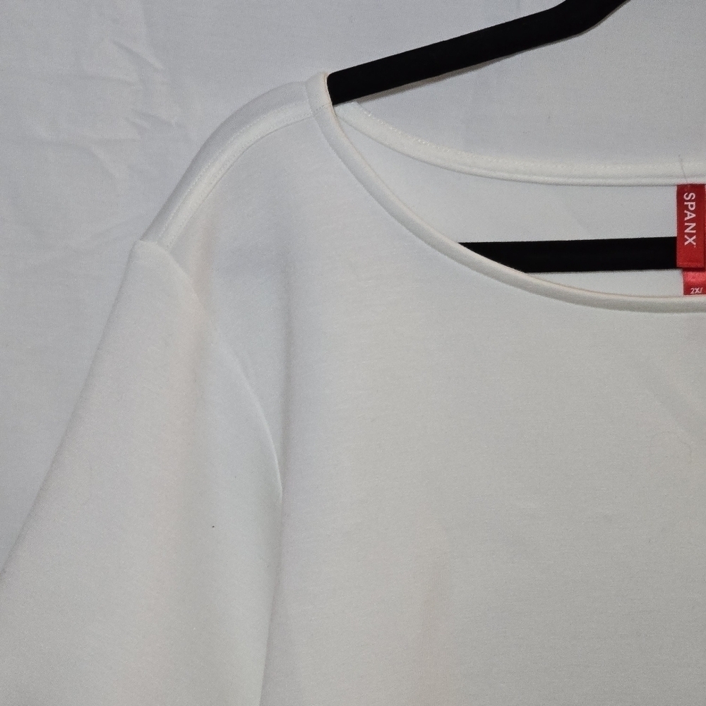 NWT Spanx White Airluxe Puff Sleve Short Sleeve Career Work, sz 2X - Picture 2 of 8